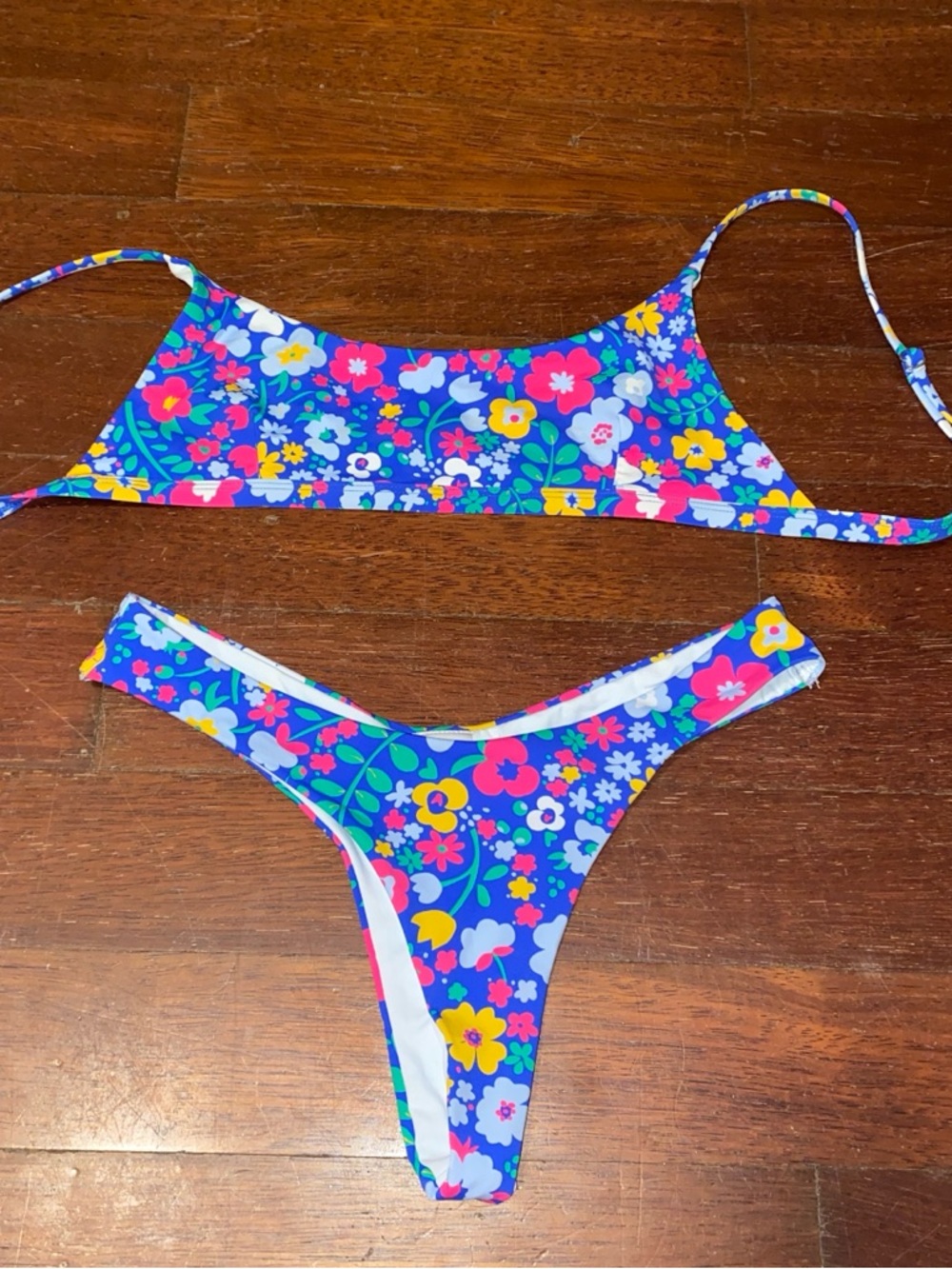 Blue Floral Two-Piece Swim Set
